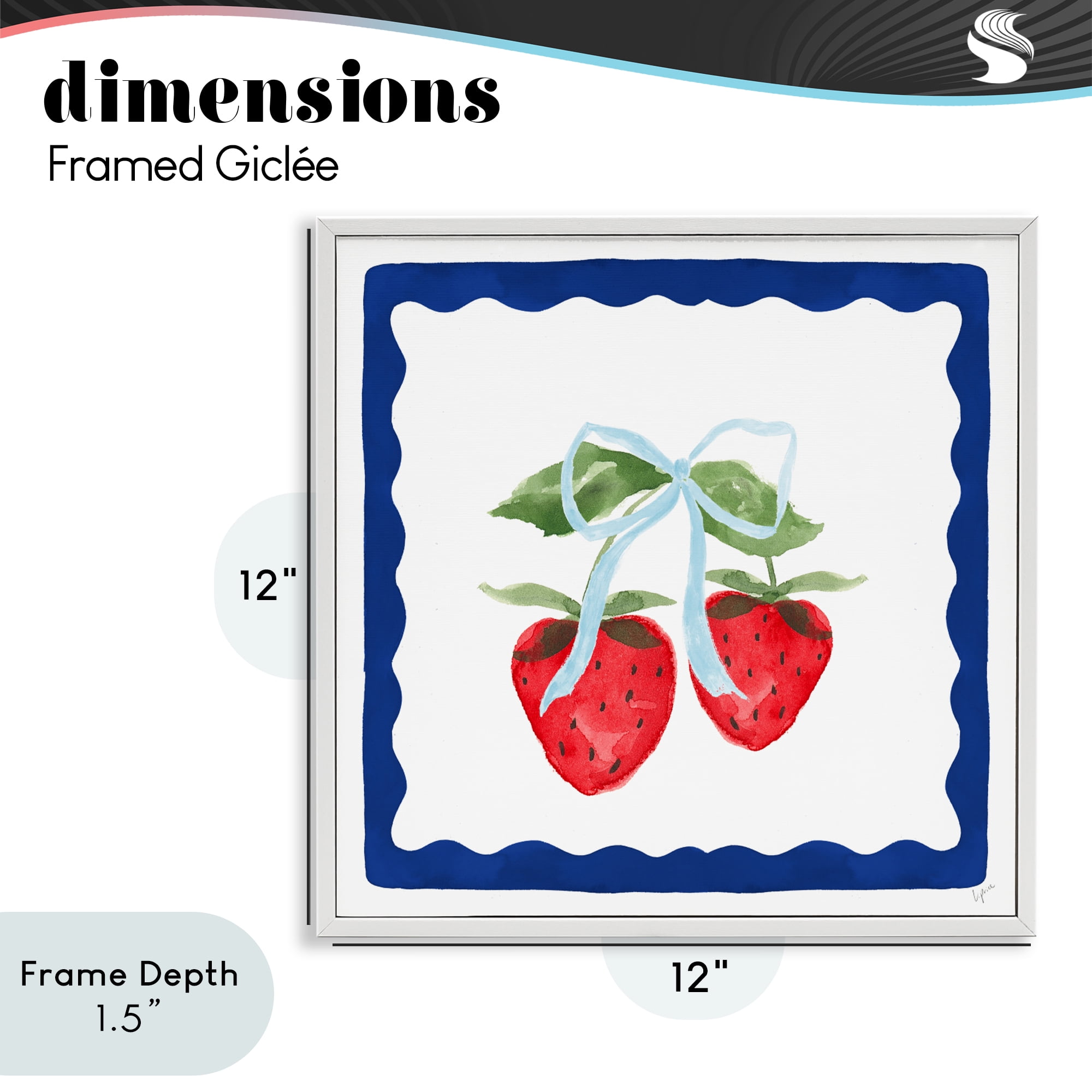 Stupell Industries Summer Bordered Strawberries White Framed Giclee Art, design by Lucille Price