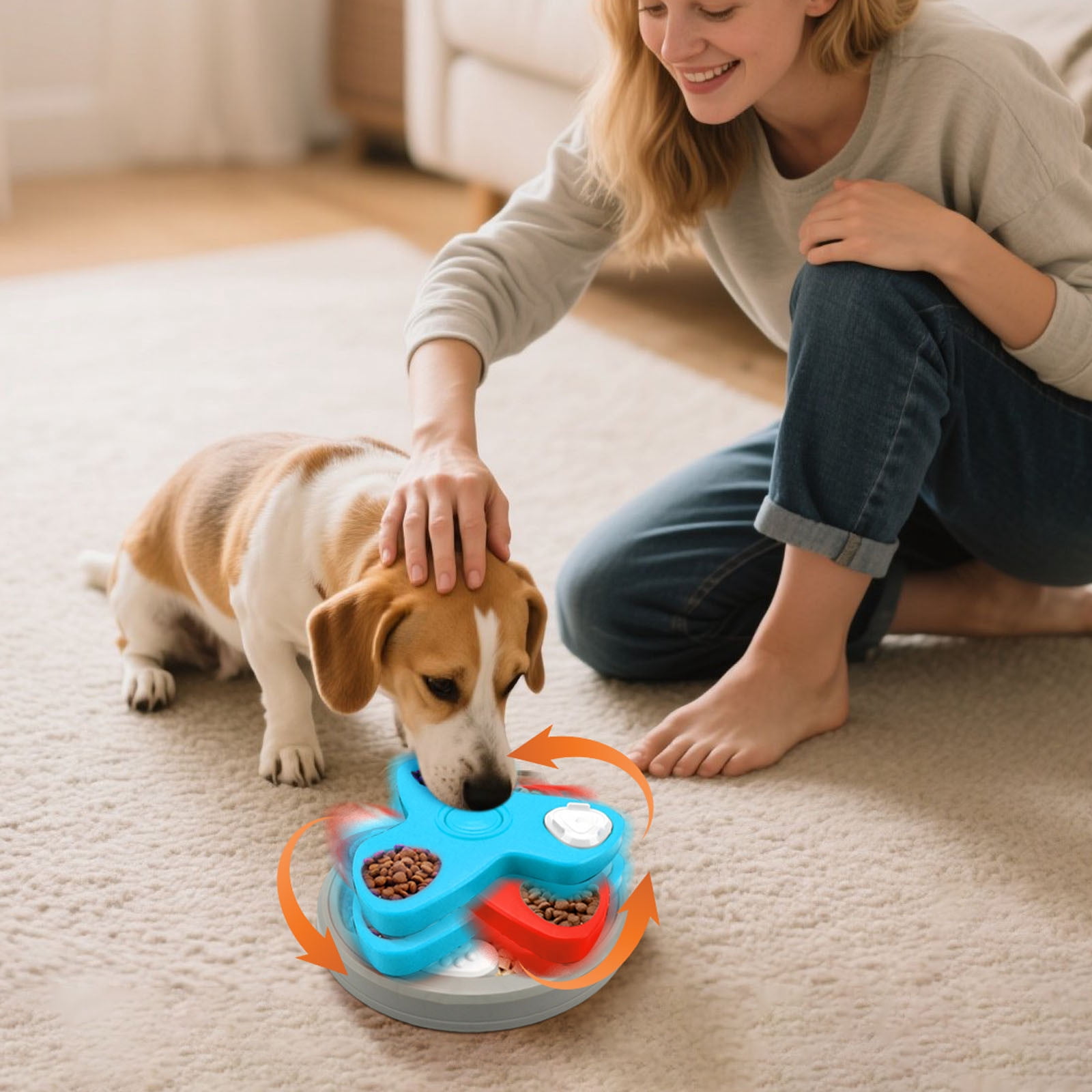 Slow Feeding Dog Bowl Interactive Puzzle Toy for Digestive Support Mental Stimulation IQ Training Pet Snack Dispenser Enrichment Game for Smart Dogs and Cats
