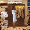 thumbnail image 2 of ChVans 72.8''H Armoire Wardrobe Closet with Sensor Light and 2 Drawer, Farmhouse Bedroom Armoire Cabinet with Hanging Rod, Wooden Wardrobe Cabinet with folding sliding barn door for Bedroom, 2 of 10