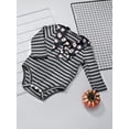 thumbnail image 3 of Sedceaty Baby Romper, Halloween Stripe Cartoon Patterns Lapel Long Sleeve Bodysuit for Girls Boys, 0-3 Years, 3 of 9