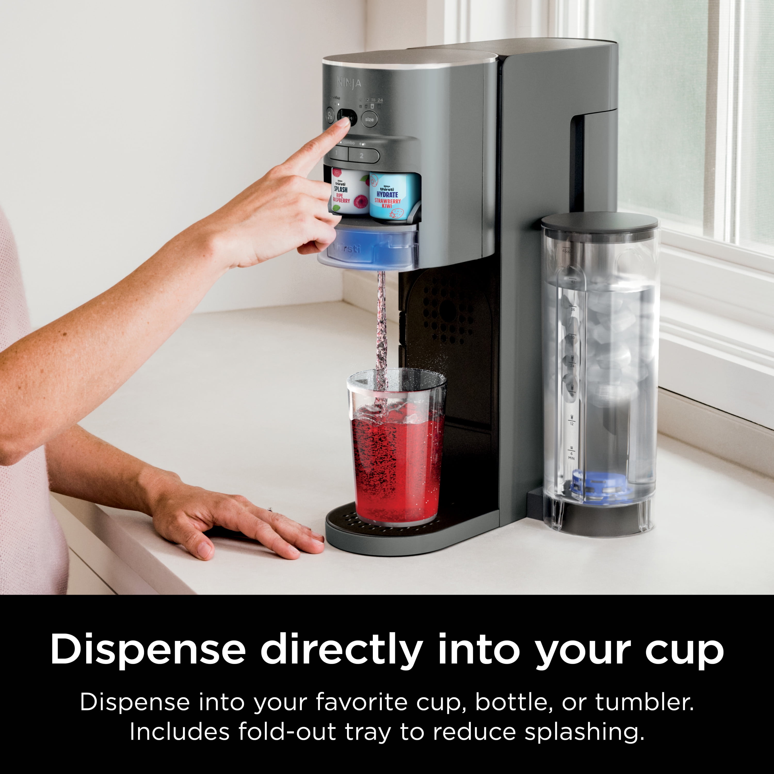  Ninja Thirsti Drink System, Soda Maker, Create Unique Sparkling  & Still Drinks, Personalize Size & Flavor, Carbonated Water Machine, 60L  CO2 Cylinder & Variety of Flavored Water Drops, Black WC1001: Home