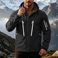 thumbnail image 2 of Agkizg Men's Fall Winter Ski Jackets Waterproof Windproof Coats, Solid Hooded Windbreaker Windproof Water Jacket Drawstring Zip Pockets Outdoor Hiking Mountaineering Coat, 2 of 7