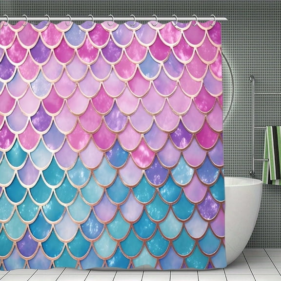 Mermaid Shower Curtain 70.8x70.8 Inch,Bathroom Shower Curtain,Home Waterproof Fabric Shower Curtain Bathtub Decor with Hooks