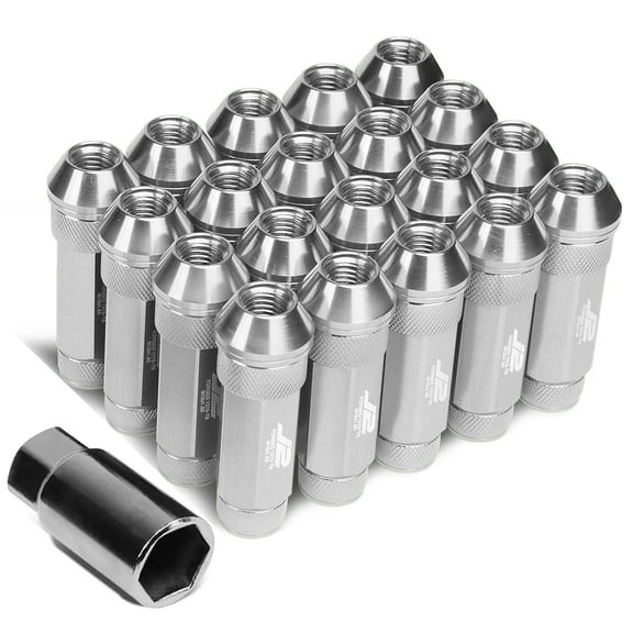 J2 Engineering LN-T7-026-15-SL J2 Engineering 7075 -T6 Forged Aluminum M12 x 1.5 20 Pcs 70mm Open End Lug Nut Set w/ Adapter ( Silver )