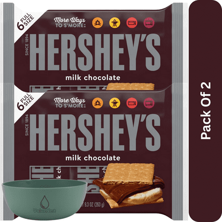Hershey's Milk Chocolate Candy Bars (6 Count), 1.55 oz, With Olive Green Bowl By ValueNest