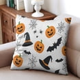 thumbnail image 3 of Halloween Throw Pillow Cases Happy Halloween Halloween Pumpkin Pillow Cases Throw Cushion Cover Cushion Cases for Home Office Halloween Decor,16x16 Inch (2Pcs), 3 of 6