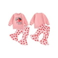 thumbnail image 2 of Toddler Baby Girl Fall Outfits 0 6 12 18 24 Motnhs 2T 3T Letter Strawberry Print Round Neck Long Sleeve Sweatshirts Flare Pants 2Pcs Clothes Set, 2 of 9