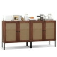 thumbnail image 1 of Costway Set of 2 Rattan Buffet Sideboard Wine Cabinet Cupboard w/Adjustable Shelf Walnut, 1 of 9