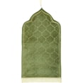 thumbnail image 1 of Muslim Prayer Rug Gold Rimmed Soft Thick Flannel Prayer Carpet Mat 25.5x45 Inch One of Three Random Patterns, Pea Green, 1 of 7