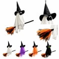 thumbnail image 4 of 2026 New 28" Hanging Flying Ghost on Witch Broom, Halloween Outdoor Decorations for Porch, Patio, Lawn & Yard, Spooky Haunted House Prop (Grey), 4 of 12