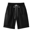 thumbnail image 5 of UVEASISHA Women's Bermuda Shorts Loose Straight Leg Cotton Linen Shorts Drawstring High Waisted Short Pants Casual Going Out Shorts with Pockets Black XXL, 5 of 9