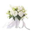 thumbnail image 3 of Ramo de novia de rosas artificiales de 25 cm de altura para boda, fiesta, compromiso Blanco, 3 of 9