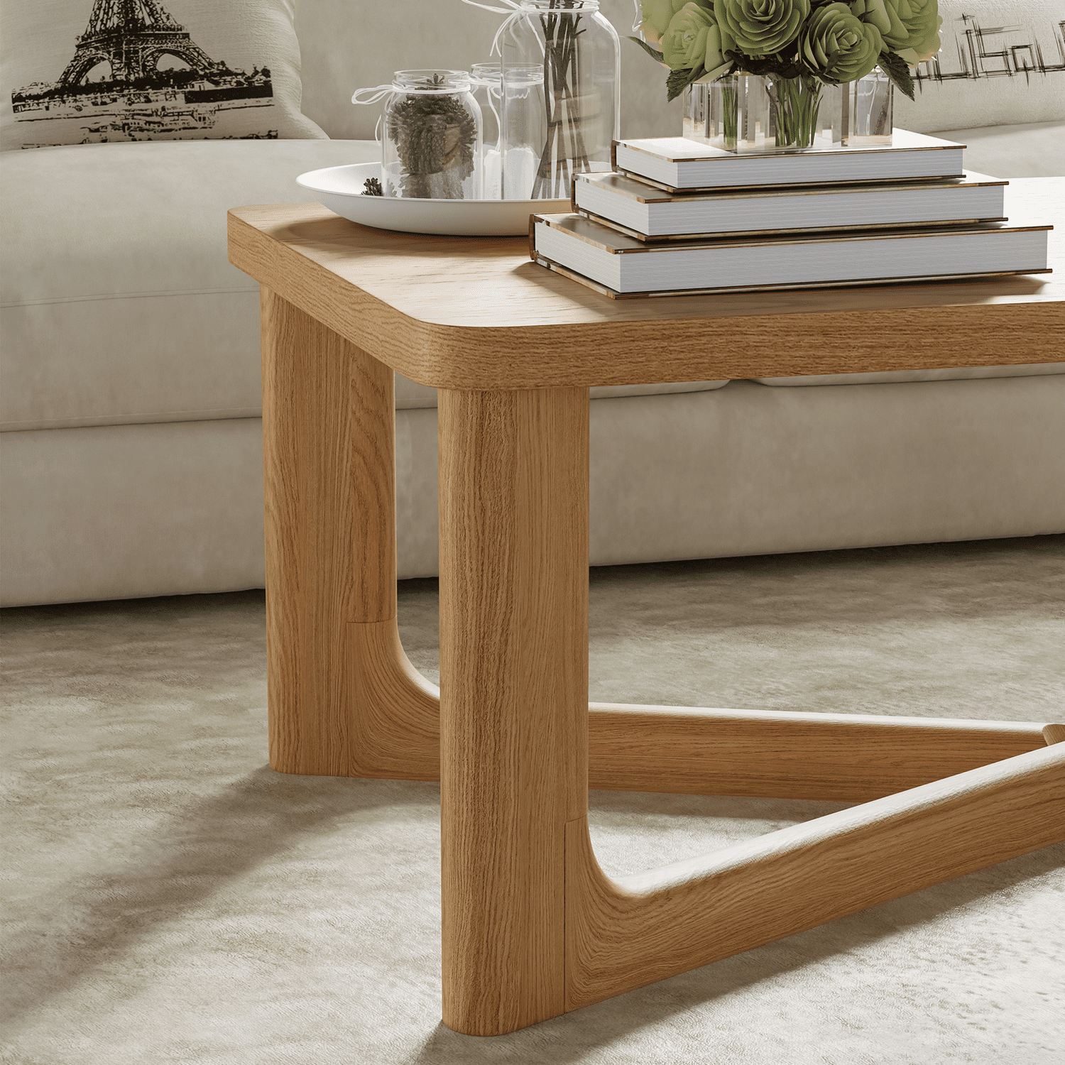 50"x26"x18" Modern Rectangle Wood Coffee Table for Livingroom,Wood Color