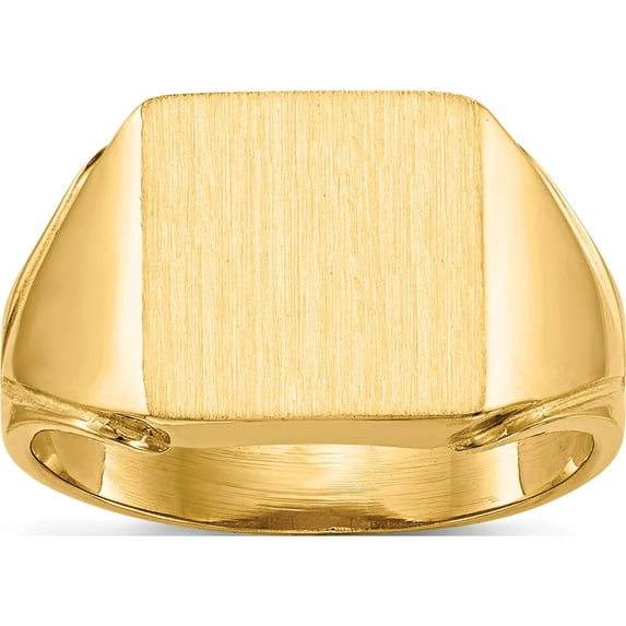 14K Yellow Gold 12.0X12.0mm Open Back Men's Signet Ring (Size 9) Made In United States rs376