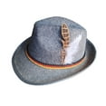 thumbnail image 5 of Callipe Men Fedora Retro Jazz Hat Feather And Rope Decor Curved Edge Solid Color Oktoberfest Party Festivals Holiday Bowler Cap, 5 of 8