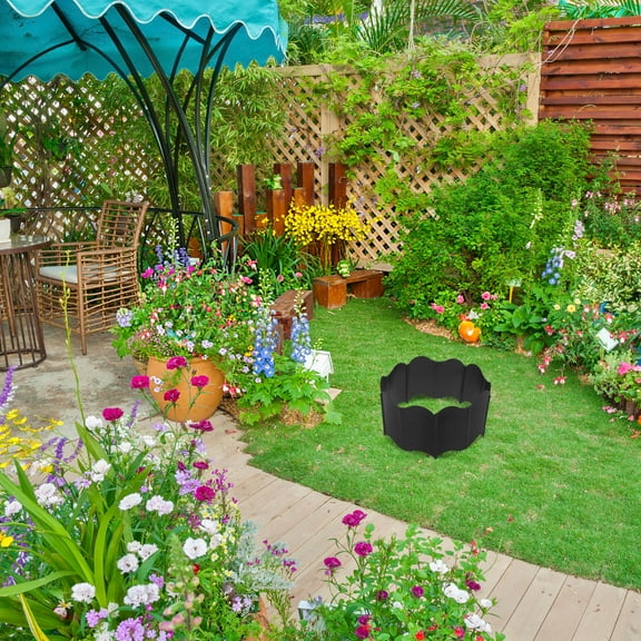 CIMAXIC Black PP Garden Edging Border 40 Sheets Curved Yard Lawn Landscape Decorative Trim