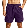 thumbnail image 3 of Sentmoon Cargo Short Men Men Running Shorts Drawstring Elastic Waist Solid Color Gym Shorts Pack Beach for Work and Smart Casual S-3XL, 3 of 8