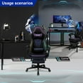 thumbnail image 3 of FULLWATT Racing Style Reclining Gaming Chair High Back Large Size Ergonomic Adjustable Swivel Computer Chair with Footrest Headrest and Lumbar Support PU Leather Executive Office Chair (Black), 3 of 12