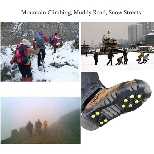 Poignées à glace pour chaussures pinces à glace pour hommes/femmes/enfants,  poignées à glace/neige Traction glace crampons à neige Crampon anti-dérapant  