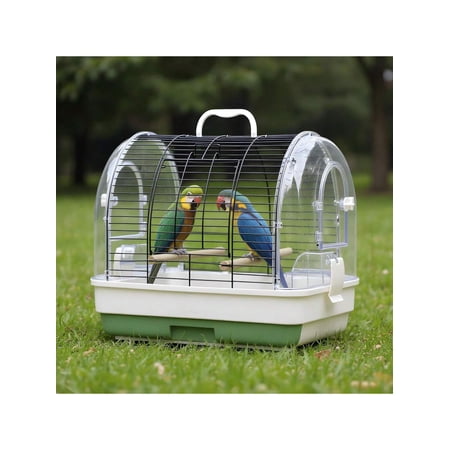 Cachpib Bird Cage With Perches, Food Bowls, Portable Parrot Cage For Budgie, Parakeet, Small Bird, 42x32x37Cm Bird Carriers Portable Parrot Travel Cage For Budgie, Portable Parrot Cage With Perches,