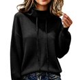 thumbnail image 4 of Yigetop Warm Sweaters for Women Fall Winter Cowl Neck Knit Sweater Long Sleeve Casual Soft Chunky Lightweight Loose Cozy Pullover Tops for Daily Wear Black L, 4 of 6