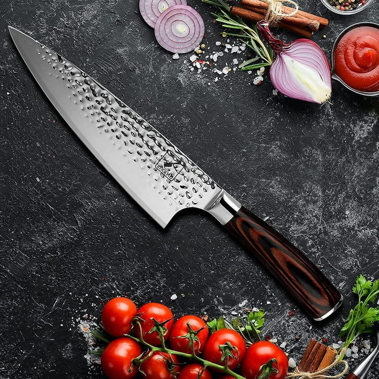 imarku Chef Knife - Pro Kitchen Knife 8 Inch Chef's Knives Japanese SUS440A  Stainless Steel Sharp Paring Knife with Ergonomic Handle, Orange Handle