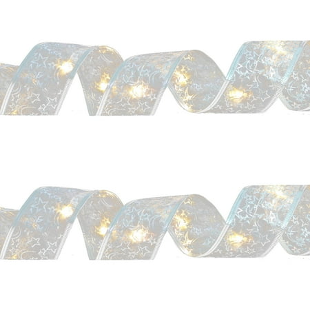 

Christmas Ribbon Fairy Lights Christmas LED Lights Double Ribbon String Lights Christmas Tree Decoration Glowing Ribbon Pendant
