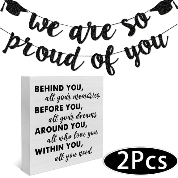 Graduation Party Supplies Decoration for Class of 2026 with Congratulation Congrad Banner Quote Box College Graduation Sign Desk Décor Gift for Graduate Design 1