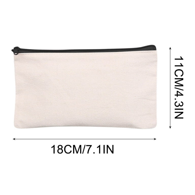 Herrnalise Blank DIY Craft Bag Canvas Pencil Case Blank Makeup Bags- Canvas  Pencil Pouch Bulk Canvas Cosmetic Bag Multi-Purpose Travel Toiletry Bag  Canvas Zipper Bags 3.9×2.1 Inch 