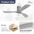 thumbnail image 2 of Sofucor 52" Flush Mount Ceiling Fans with Remote Control, Reverse Airflow, Silver Motorwith 3 Grey Blades, 2 of 8