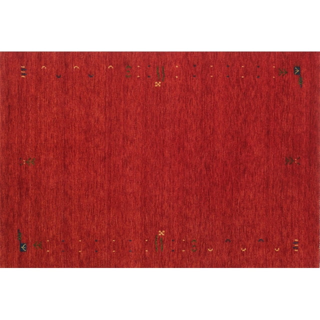 Ahgly Tapis d'Intérieur Rectangulaire Contemporain Néon Rouge Abstrait, 6 Pieds x 9 Pieds