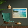 thumbnail image 2 of Island Wall Art with Frame, White Coral Sand Seven Mile Beach in Grand Cayman Island Art Print, Printed Fabric Poster for Bathroom Living Room, 35" x 23", Sky Blue and Multicolor, by Ambesonne, 2 of 2