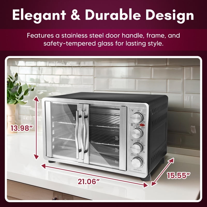 Elite Cuisine ETO5145 French Door Oven with Rotisserie, Convection and Separate Top and Bottom Heating Controls