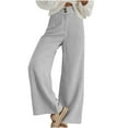 thumbnail image 2 of Fewfanhot Womens Pants Casual High Waisted Double Buttoned Stretchy Loose Fit Wide Leg Pants with Pockets, 2 of 7