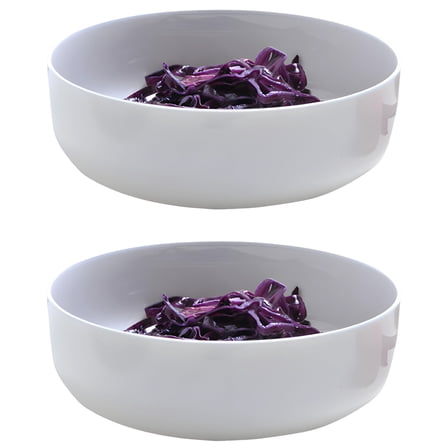 2 Pcs Ceramic Bowl Set, 6.1 in / 15.5 cm White Bowl, Bone China Bowl Set, 20.3 fl oz / 600 ml Deep Dinner Bowl, Modern Style Bowl, Suitable for Steaming and Cooking