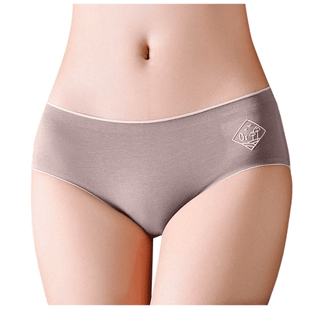 Fulorrnie Underwear for Women Comfort Hiphuggers Breathable Cute Panties Seamless Waist Elastic Panty Coffee M