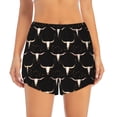 thumbnail image 2 of Daiia Western Cowboy Pattern Women's 2 in 1 Running Shorts - Lightweight Athletic Workout Gym Yoga Shorts Liner with Phone Pockets-Large, 2 of 7