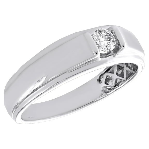 10K White Gold Solitaire Diamond Men's Wedding Band Anniversary Ring 1/4 Ct.
