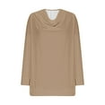 thumbnail image 6 of Otntypg Fall Womens Draped Cowl Neck Shirts Casual Long Sleeve Basic Pleated Tunic Blouse Loose Fit Dressy Pullover Tops for Work Business Khaki XL, 6 of 6