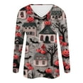 thumbnail image 4 of yardsong 2025 Halloween Tops for Women Funny Ghost Print Shirts Loose Fall Fashion Tops 3D Printing Long Sleeve V-Neck Sweatshirt Red,XXL, 4 of 4