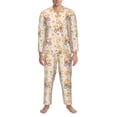 thumbnail image 3 of Salouo Cute Bee Gnome1 Print Button-Front Long Sleeve Pajama Set for Men, Soft 2Pjs Men's Long Sleeve Sleepwear-XX-Large, 3 of 7