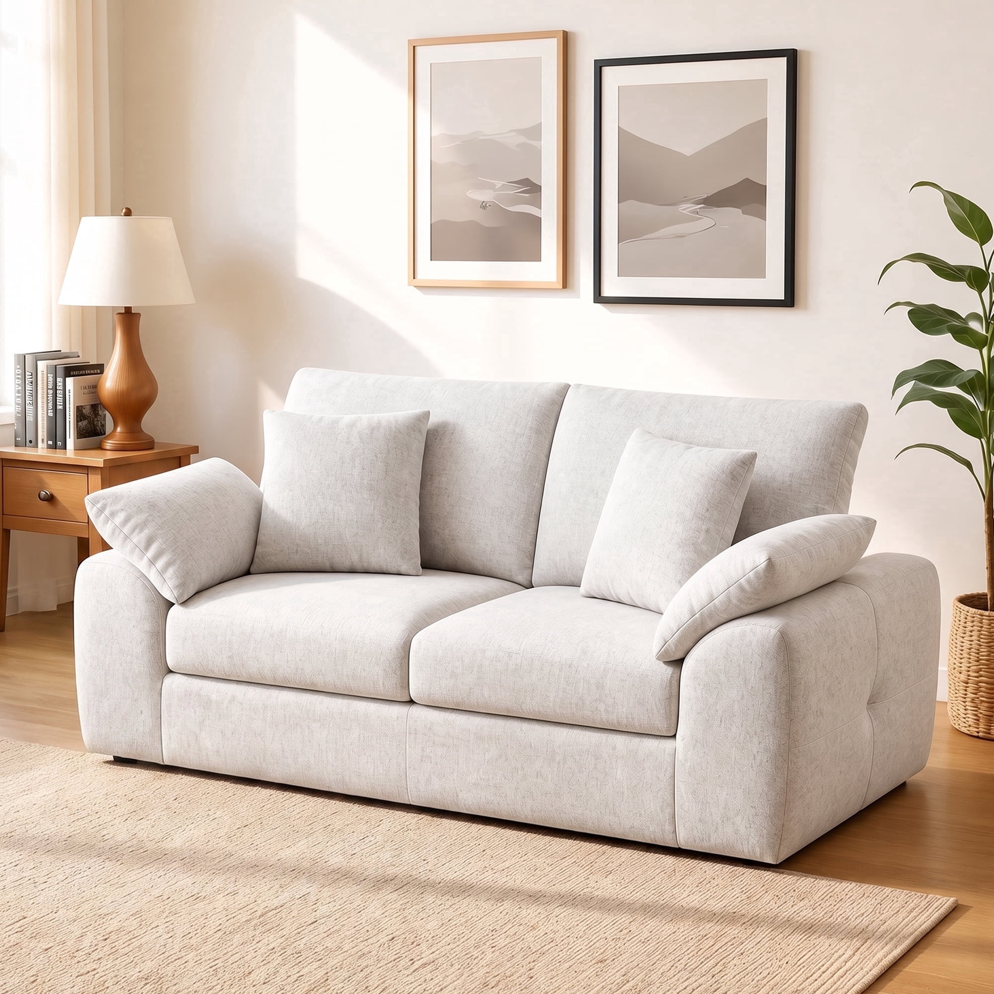 Neche Comfortable 83 Inch Upholstered Sofa with Deep Seats and 2