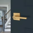 thumbnail image 5 of Baldwin Entry Lifetime Satin Brass Right Hand Square Door Lever with Contemporary Square Rose, 5 of 7