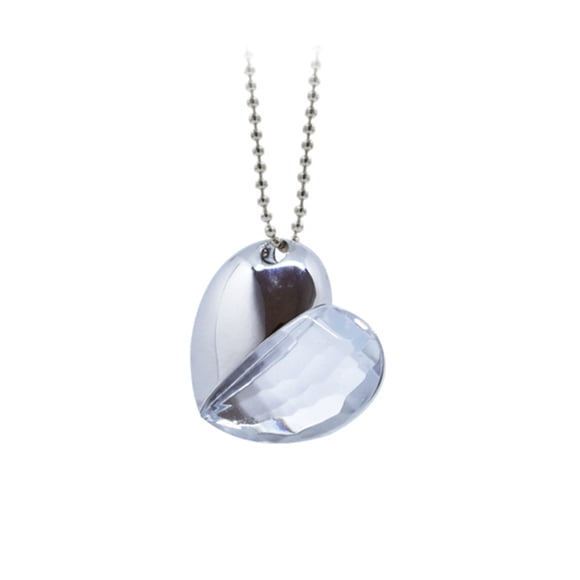 Collar USB MOLA Corazón Acero inoxidable Cristal blanco 32G