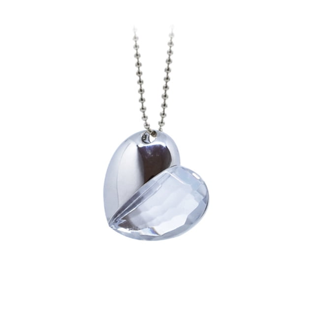 Collar USB MOLA Corazón Acero inoxidable Cristal blanco 32G