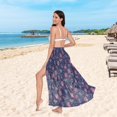 thumbnail image 6 of FORMRS Womens Long Sarong Beach Wrap Semi-Sheer Bikini Skirt Bathing Swimsuit Cover Up, Red and Blue Fireworks Pattern, 6 of 7