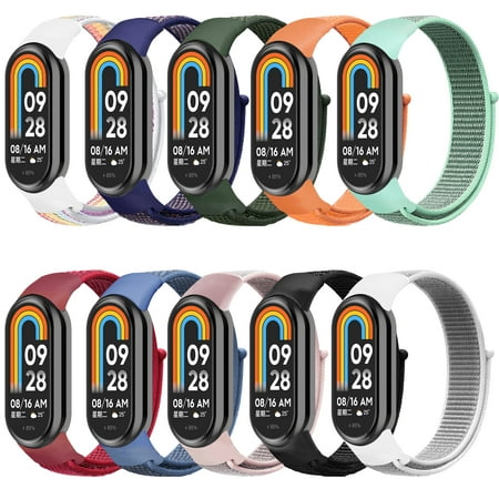 10 Pack Smart Wristband Straps Fitness Wristband for Xiaomi Mi Band 8 Nylon Braided Watch Strap