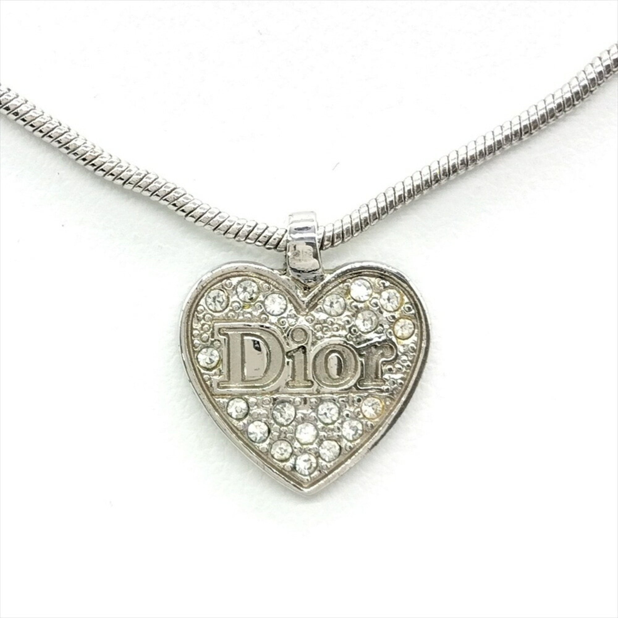 Pre-Owned Christian Dior Dior heart motif necklace with rhinestones (Good)