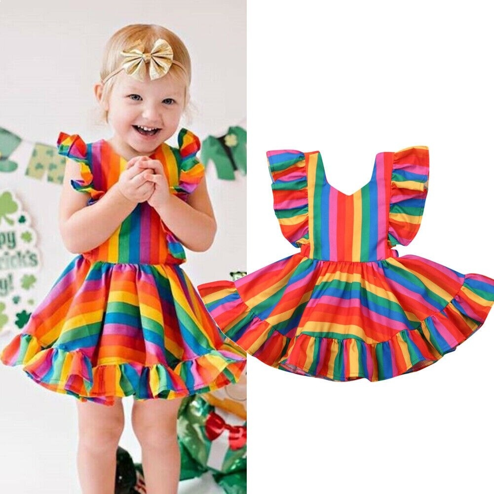 Summer Toddler Kids Baby Girl Rainbow 