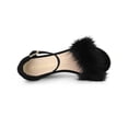 thumbnail image 4 of BLISSFUL STEP Women's Sandals Wedge Heels Espadrille Platform Faux Fur Ankle Strap Sandals Black 8.5, 4 of 6